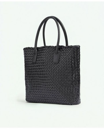 Brooks Brothers Women's Woven Leather Tote Bag | Black