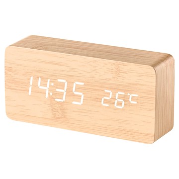 數位鬧鐘 溫度顯示 MDF、PVC材質  時尚木紋