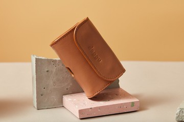 狗便便儲物袋，真皮，使用皮帶 - Brown Natural