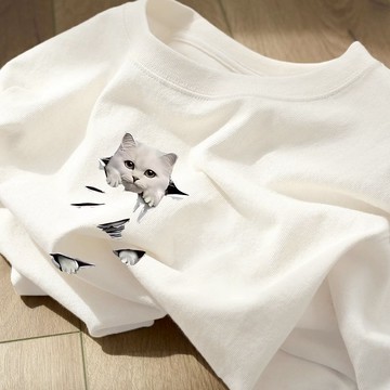 【飯團】100%纯棉  圓領上衣  學生黨衣服可愛風衣服  寬鬆短袖上衣  寬鬆顯瘦  美式復古上衣  潮流  短袖上衣