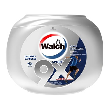 Walch 威露士 sport運動衣物汗味消臭酵素去汙9倍洗淨力柔軟香氛洗衣球 Set 30顆  1罐