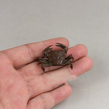 復古做舊 純銅紫銅小螃蟹 迷你款 銅雕 銅器 茶寵 擺件1入