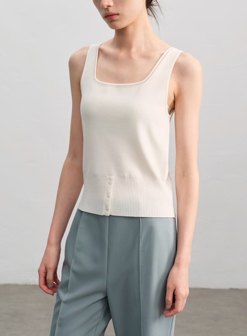 簡約半開襟針織背心