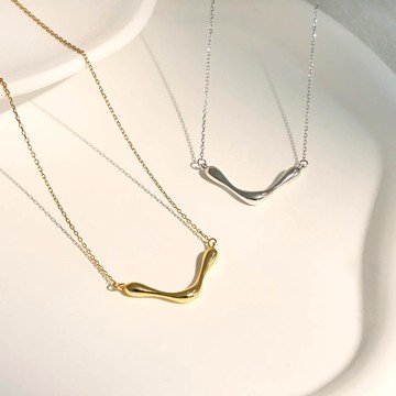 優雅弧度 幾何純銀925項鍊(2色)