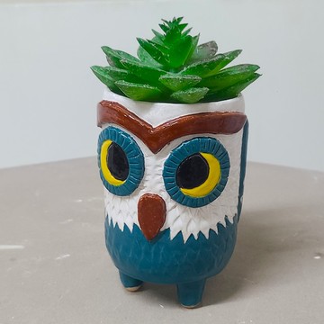 提基(Tiki)彩色貓頭鷹陶藝花盆2
