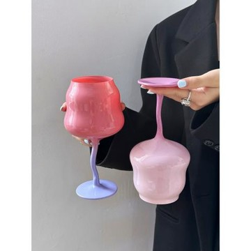 糖果系少女心奶油云朵杯多巴胺玻璃杯子馬卡龍酒杯高腳杯雞尾酒杯