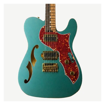 Shue NC-T Classic Thinline HH 雙雙 無搖座 金屬綠松石 Turquoise Pearl Metallic 馬來西亞黑木指板 雙刀 F Hole 半空心 電吉他