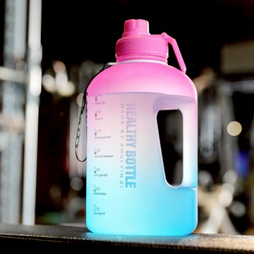 大容量運動水壺漸層磨砂2200ml 桃青色