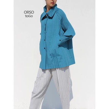 設計師品牌女裝ORSOTOGO褶皺風衣大碼上衣春秋款百搭減齡高端顯瘦