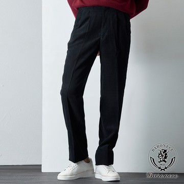 BARONECE 日系百搭絨質打摺褲_黑(150752-15)