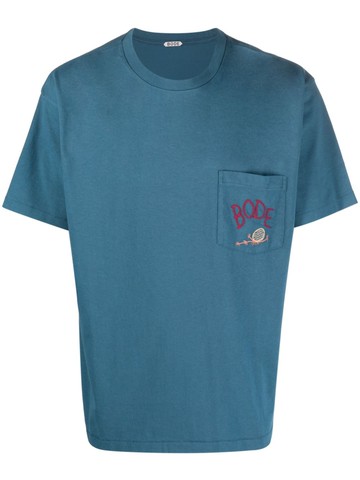 BODE - Sweet Pine logo-embroidery T-Shirt - men - Cotton - S - Blue