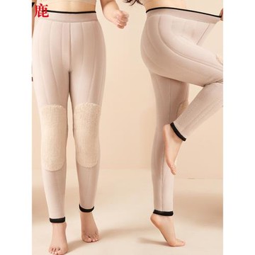 雅鹿羊毛褲女四層加厚加絨護膝保暖褲中老年大碼高腰打底褲冬季
