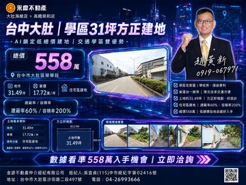 台中大肚｜學區31坪方正建地｜總價558萬｜台中市大肚區榮華段