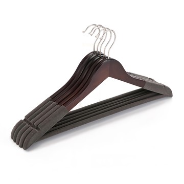 實木植絨衣架45cm - 衣櫃收納  復古色  5支