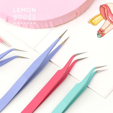🍋檸檬青🍋現貨糖果色系列不鏽鋼鑷子5色直頭or彎頭手賬和紙膠帶貼紙工具配件輔助工具