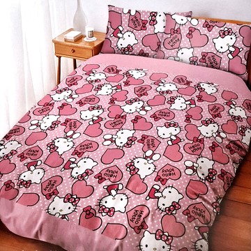 LoveCity 寢城之戀 台灣製 三麗鷗正版授權 混紡棉 床包枕套組  床包 + 枕套 x 2  特大  粉紅佳人