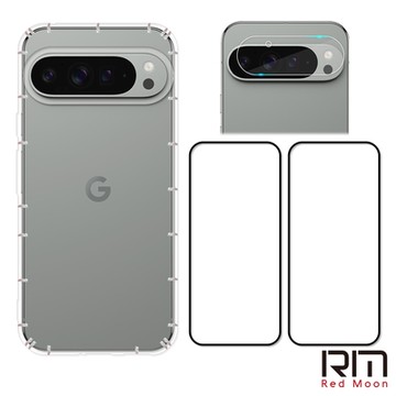RedMoon Google Pixel 9 Pro XL/Pixel 9a/Pixel9Pro/Pixel9 手機殼貼4件組 空壓殼-9H玻璃保貼2入+厚版鏡頭貼