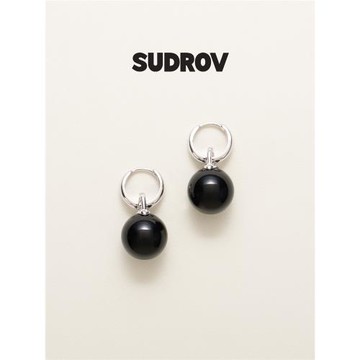 (免運)SUDROV素覺耳墜 925銀高級感吊墜耳環女氣質黑瑪瑙時尚寶石耳飾
