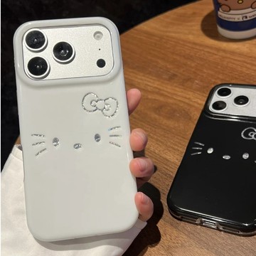 韓系少女 簡約風 大臉 KT貓 iPhone 18 17 16 15 Pro max 雙層防摔保護手機殼 凱蒂 防丟繩