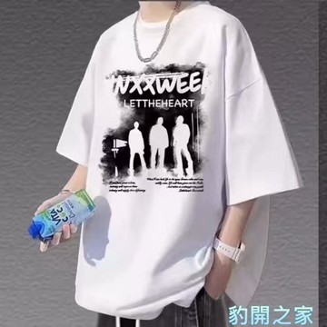【豹開之家】純棉短袖 男生t恤 夏季衣服 五分袖 短t 情侶t 印花t 休閒T恤 韓版男裝 寬鬆圓領上衣T214