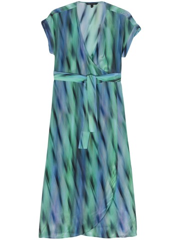 Armani Exchange - graphic-print belted maxi dress - women - Viscose - 8 - Blue