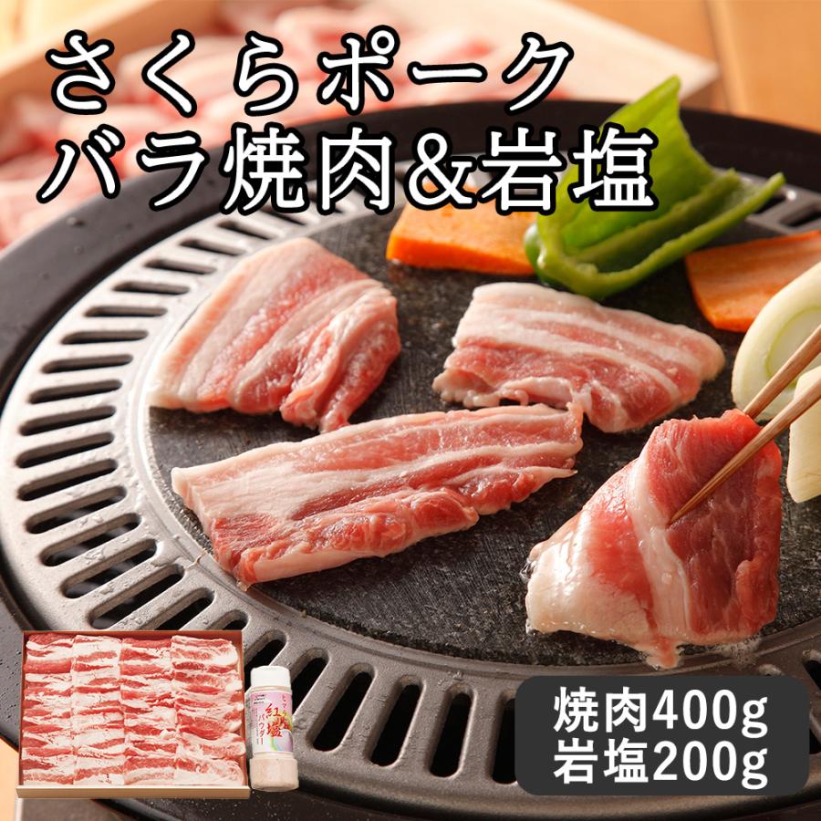 直送 豚肉 さくらポークバラ焼肉岩塩 さくらポークバラ焼肉岩塩 セット・詰め合わせ (さくらポークバラ焼肉400g、岩塩200g