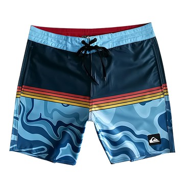 QUIKSILVER 成人男沙灘褲  1入  黑灰白條紋  36碼