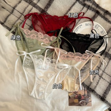 ✨台灣出貨✨日系薄款舒適蕾絲性感內褲女士低腰心機繫帶純棉檔女三角褲學生