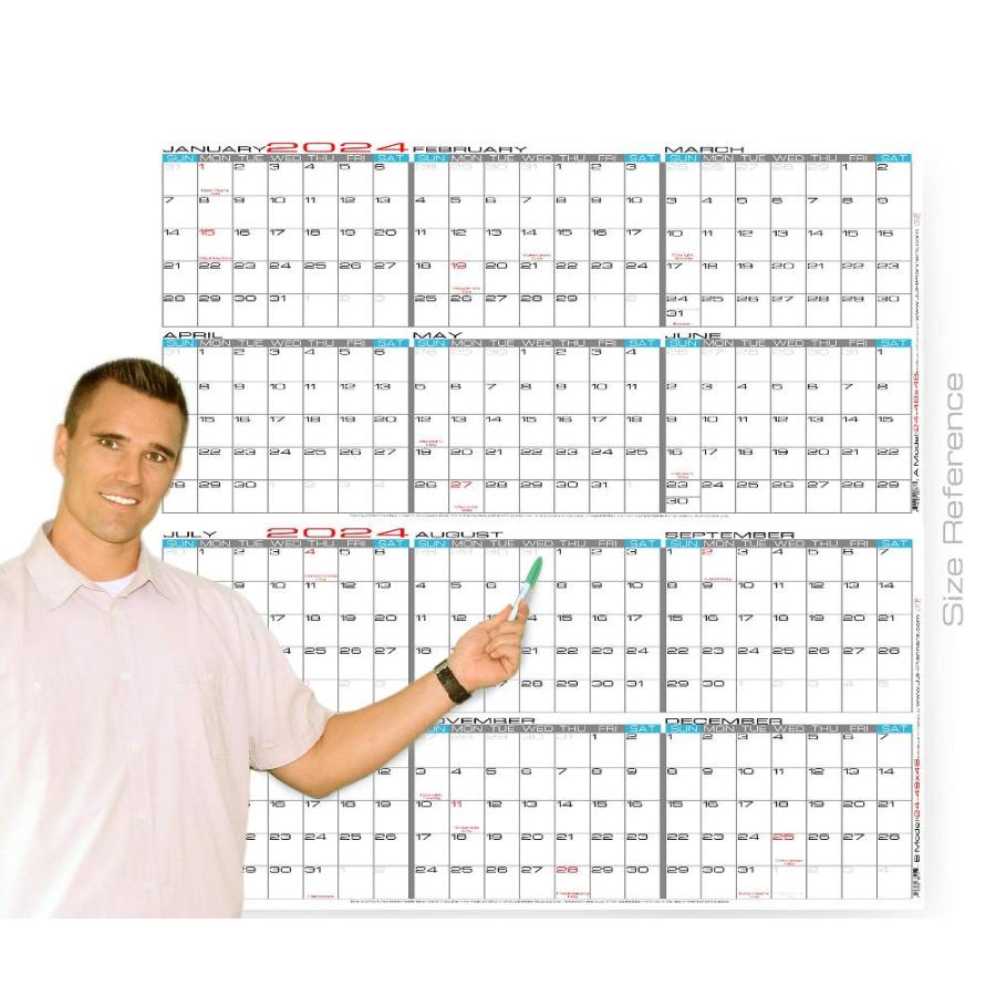 JJH Planners Laminated 48" x 48" Jumbo 2024 Wall Calendar Part 12 M