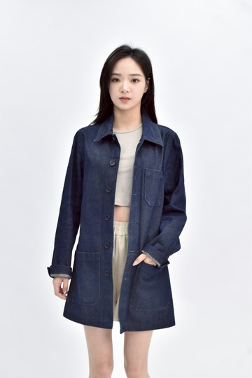 (L) boysnextdoor 棉質牛仔寬鬆純棉排扣藍色外套