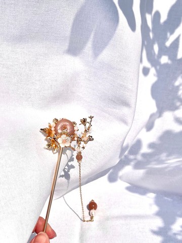 【花陽_太陽石_髮簪_金屬編織_古風飾品_髮飾】