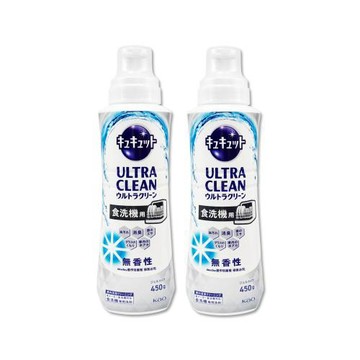 (2瓶超值組)日本KAO花王-CUCUTE強效洗淨去污消臭洗碗機專用洗碗精450g/瓶-無香(銀)(除碗盤油污清潔劑,玻璃杯防霧亮白洗劑,多機適用)