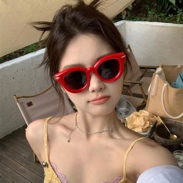 墨鏡女楊冪同款時尚韓版簡約ins紅色太陽眼鏡小眾時髦辣妹眼鏡潮