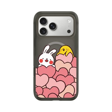 iPhone 17 Pro Max AirX 本質黑 - 懶散兔與啾先生 Lazy Rabbit and Mr.Chu - Hearts