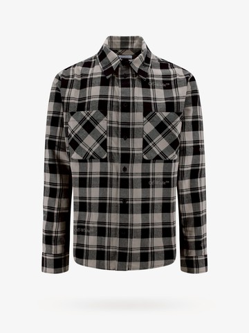 Cotton shirt with check motif - OFF WHITE - gender_Man