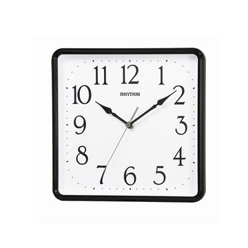 RHYTHM CLOCK 日本鐘 獨特居家美學實用款超靜音方圓形掛鐘(黑色)