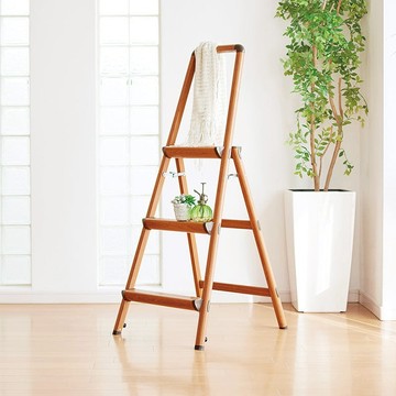 鋁製木紋家用摺疊式三層扶手梯 單一規格