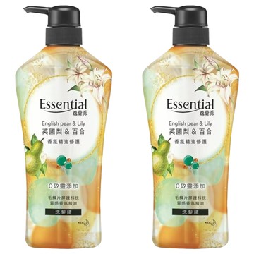 Essential 逸萱秀 香氛精油修護洗髮精 英國梨&百合 0矽靈添加 摩洛哥堅果油修護配方  700ml  2瓶