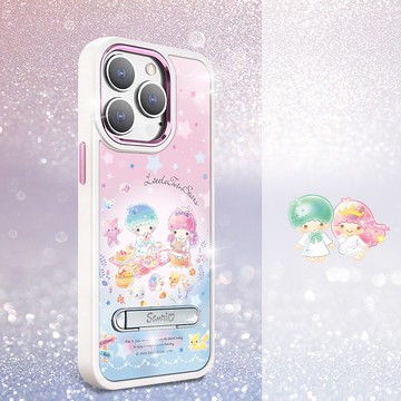 三麗鷗iPhone15 14系列軍規防摔鋁合金立架手機殼-野餐雙子星