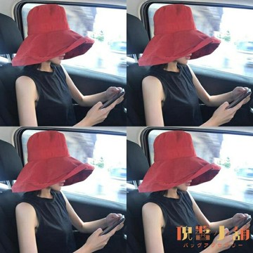 漁夫帽女大沿韓版百搭日系太陽帽遮陽防曬帽子可折疊【倪醬小舖】