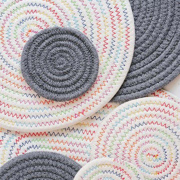 布藝日式圓形餐墊餐盤隔熱墊碗墊杯墊桌墊鍋墊加厚棉線編織墊子