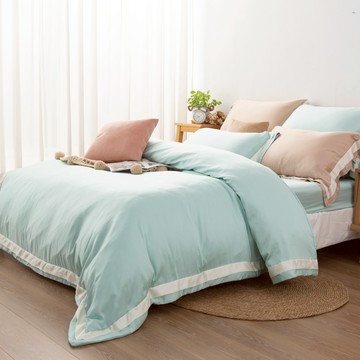 素色60支天絲100%萊賽爾 / 薄被套床包枕套四件組 / 菁蒂綠