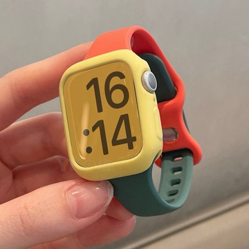 撞色2條裝 適用Apple watch 7 8 9 10代 硅膠錶帶 38 40 44 41 45 49 42 46mm
