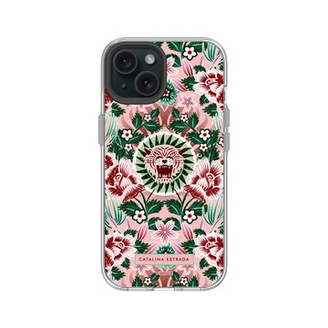 iPhone 15 Clear 透明 - Catalina Estrada - Pink Tiger and Flowers
