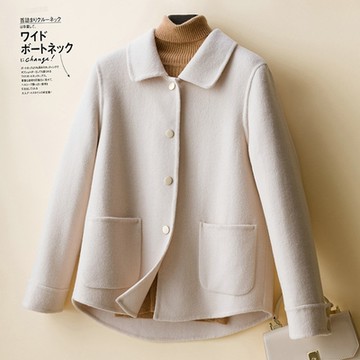 [米蘭精品] 羊毛大衣毛呢外套-娃娃領雙面呢短款女外套6色74bi5