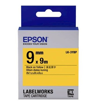 愛普生EPSON標籤帶/LK-3YBP/黃底黑字/9mmx9M
