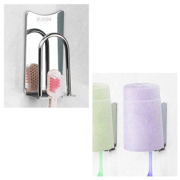 客製化禮品專家4792 304不鏽鋼牙刷架固定款/免打孔黏貼牙刷架/杯子晾曬衣架/收納門後掛勾/贈品禮品