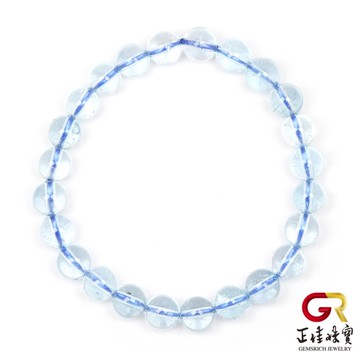 【正佳珠寶】托帕石 頂級天空藍 7.4-7.7mm 托帕石手珠｜日本彈力繩