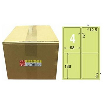 【龍德】A4三用電腦標籤 136x98mm 淺綠色1000入 / 箱 LD-856-G-B【APP滿額下單4%點數(單一帳號最高1000點)】7/31止