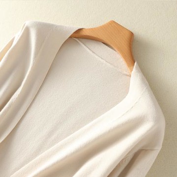 v領開衫女2022秋季新款針織羊毛衫寬松中長款外套長袖純色罩衫